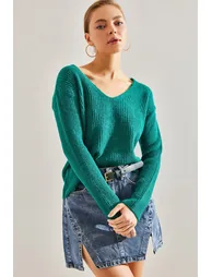 Women's V-Neck Knitwear Sweater - 4