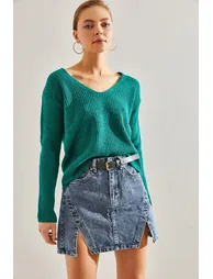 Women's V-Neck Knitwear Sweater - 6
