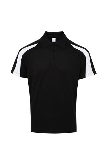 AWDis Just Cool Mens Short Sleeve Contrast Panel Polo Shirt - Jet Black/Arctic White