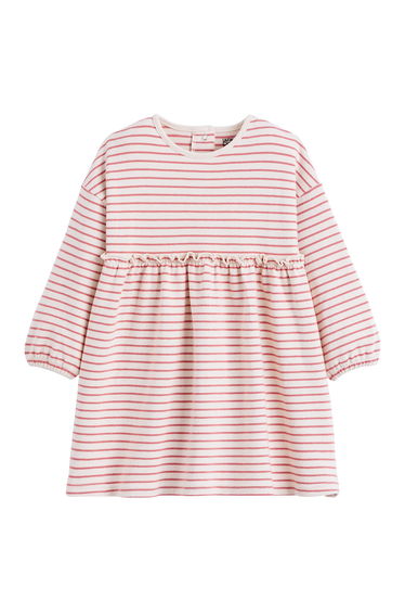 Striped Cotton Jersey Dress with Long Sleeves