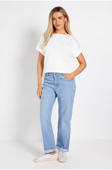 Satin Roll Sleeve Blouse