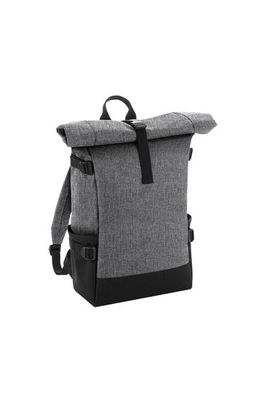 Bagbase Block Roll Top Backpack - Grey Marl/Black
