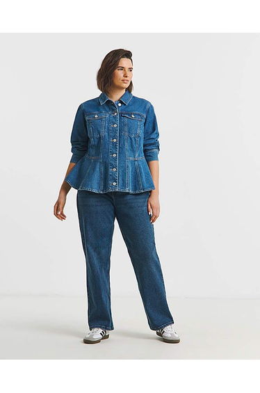 Mid Wash Denim Peplum Jacket