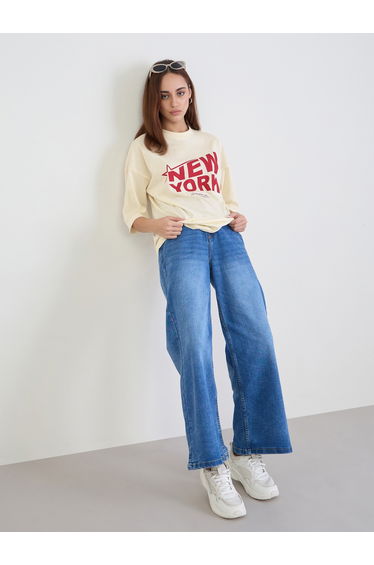 Beige Graphic Oversized T-Shirt