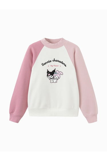 Girls' Contrast Colored Sweatshirt With Print
