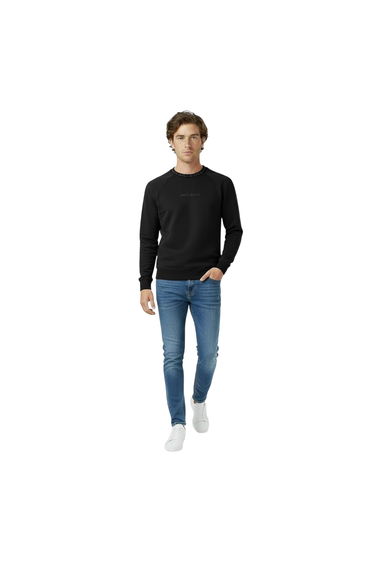 Jack Wills Mens Jacquard Crew Neck Sweatshirt - Black