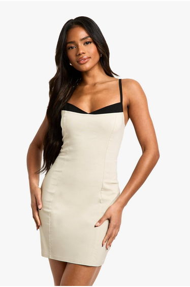 Contrast Insert Bengaline Mini Dress