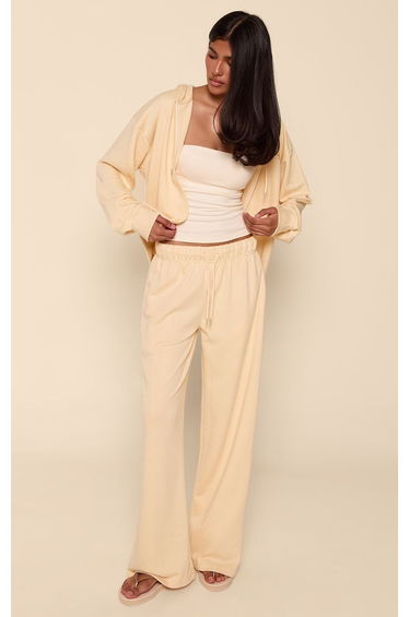 Butter Yellow Lightweight Sweat Wide Leg Joggers