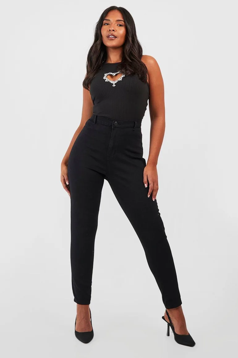 Plus Super High Waisted Power Stretch Skinny Jeans - black