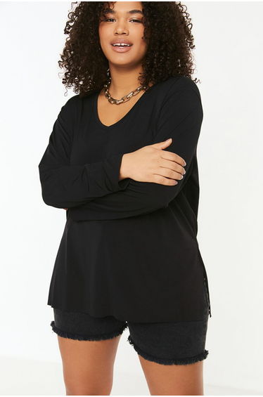 Plus Size Blouse - Black - Regular fit