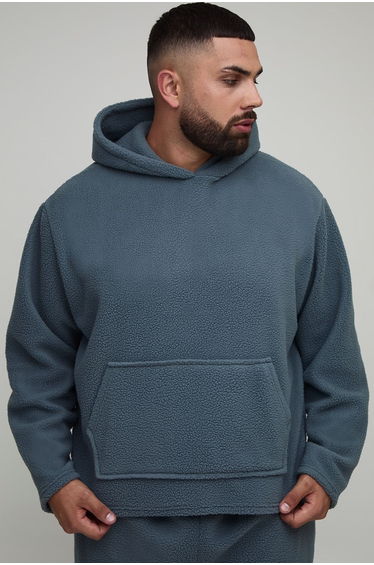 Plus Borg Oversized Boxy Hoodie