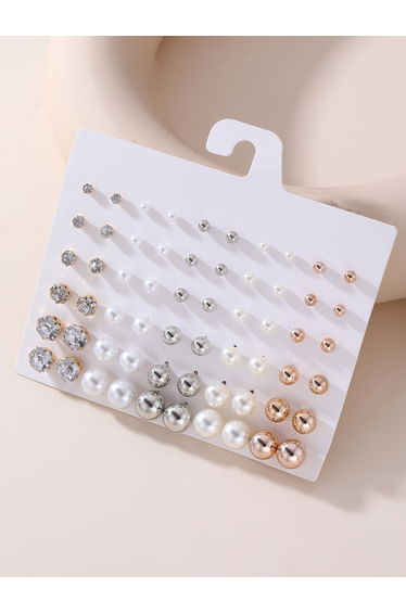 Set of 30 - Rhinestone and Faux Pearl Earrings