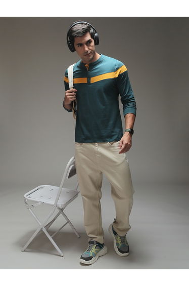 Men Regular Long Sleeve Henley T-Shirt