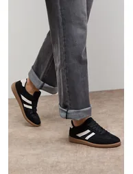 Jenna Faux Suede Mesh Detail Lace Up Trainers