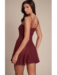 Plum Lace Square Neck Mini Shift Dress - 2