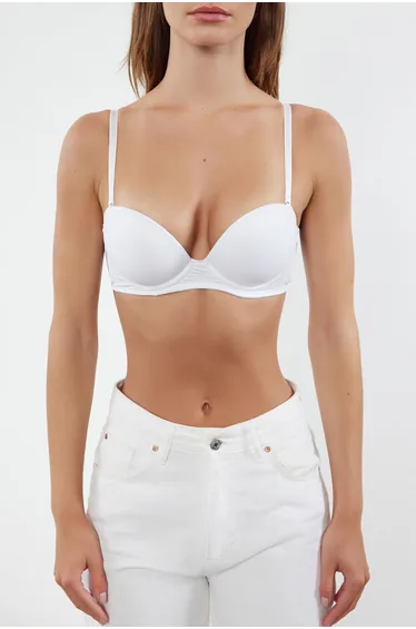 White Rope Strap Extra Padded/Push-Up Balconette Knitted Bra Thmaw21Su0058