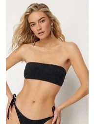 Black Strapless Silvery Bikini Top - 3