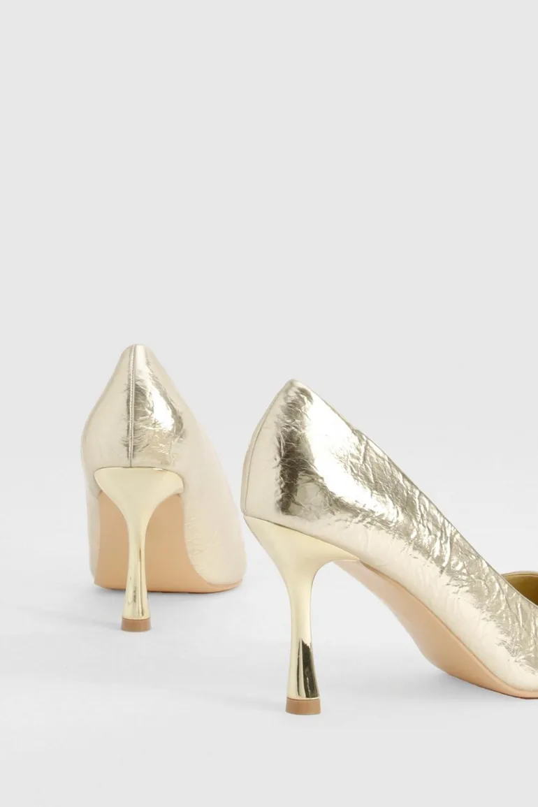 Wide Fit Metallic Textured Court Shoes - 2