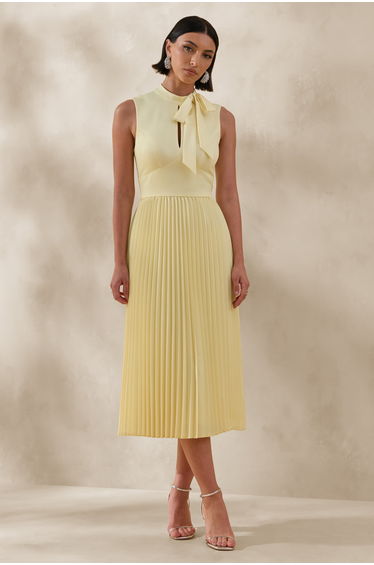 Avalon | Lemon Dress With Pleated Skirt And Bow-Detail