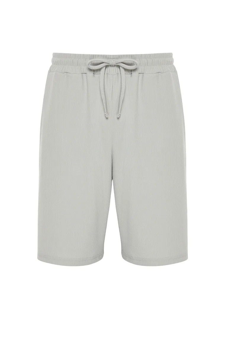Limited Edition Stone Men's Oversize/Wide Cut Textured Non-Wrinkle Ottoman Shorts - 6