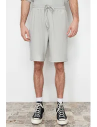 Limited Edition Stone Men's Oversize/Wide Cut Textured Non-Wrinkle Ottoman Shorts - 3