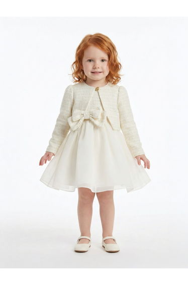 Florel Baby Girls Dress and Jacket Set in Ivory