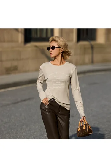 Women's Linen Blend Long Sleeve Tee | Casual Yoga Cover-Up
