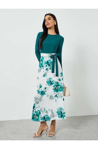 Floral Maxi Dress with Bow Detail