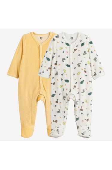 Pack of 2 Dinosaur Print Velour Sleepsuits