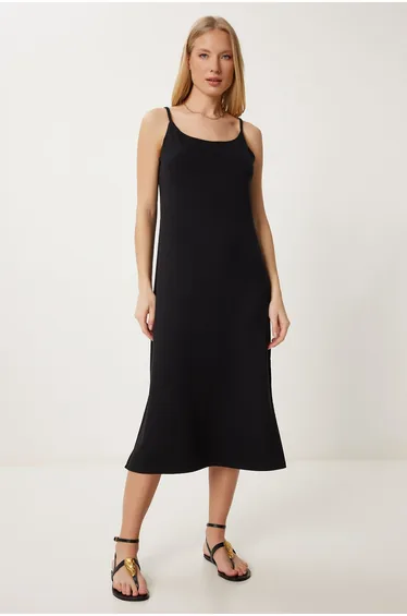 Women's Black Strap Basic Modal Dress