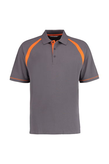 Kustom Kit Oak Hill Mens Short Sleeve Polo Shirt - Charcoal/Orange