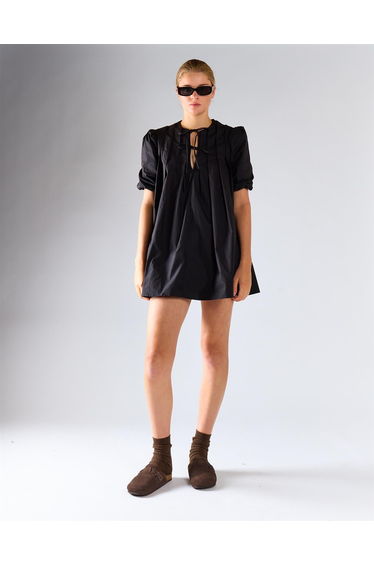Black Pleated Dress Mini Dress