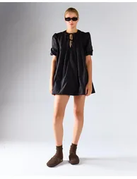 Black Pleated Dress Mini Dress