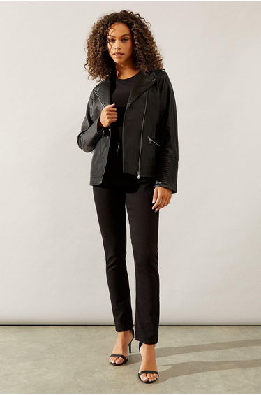 Black Faux Leather Biker Jacket