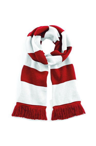 Beechfield Varsity Unisex Winter Scarf (Double Layer Knit) - Classic Red /White