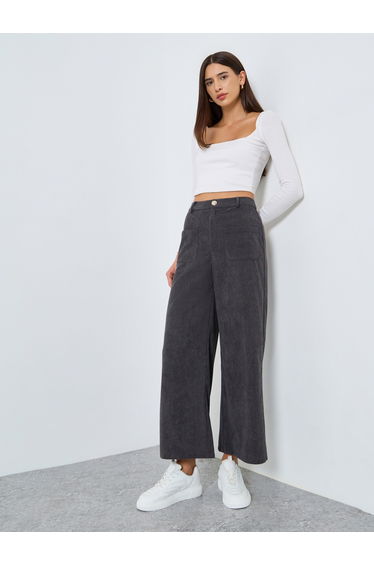 Women Wide Leg Corduroy Trousers