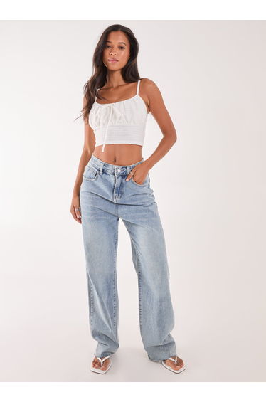 Textured Daisy Tie Strappy Top