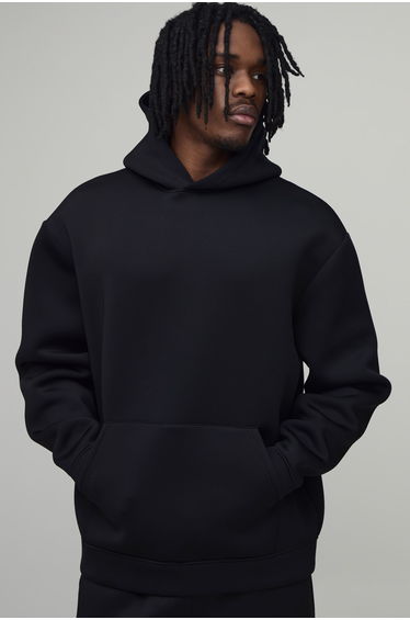 Tall Oversized Bonded Scuba Hoodie - black