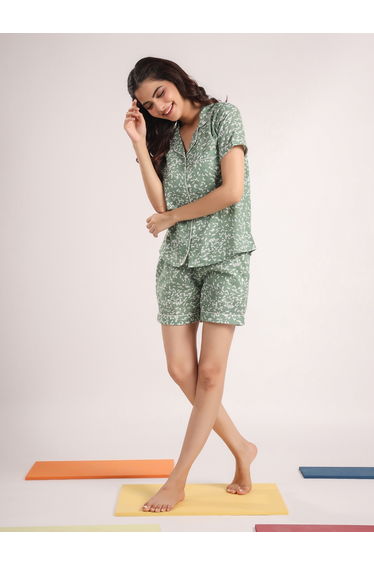 Floral Printed Pure Cotton Shirt with Shorts Co-Ords