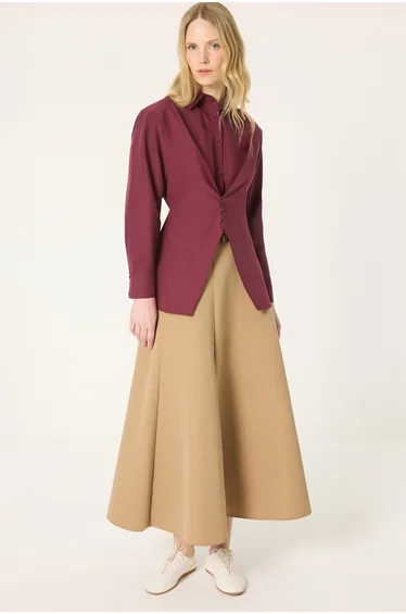 BUTTON DETAILED POPLIN SHIRT