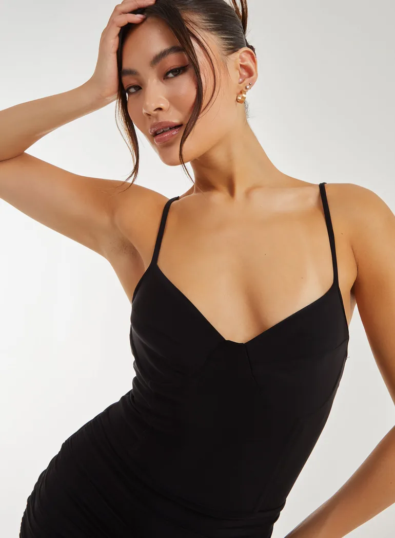 Cupped Corset Slinky Dress - 1