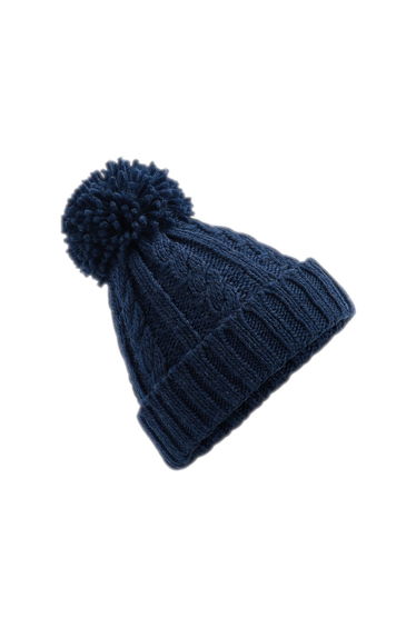 Beechfield Cable Knit Melange Beanie - Navy