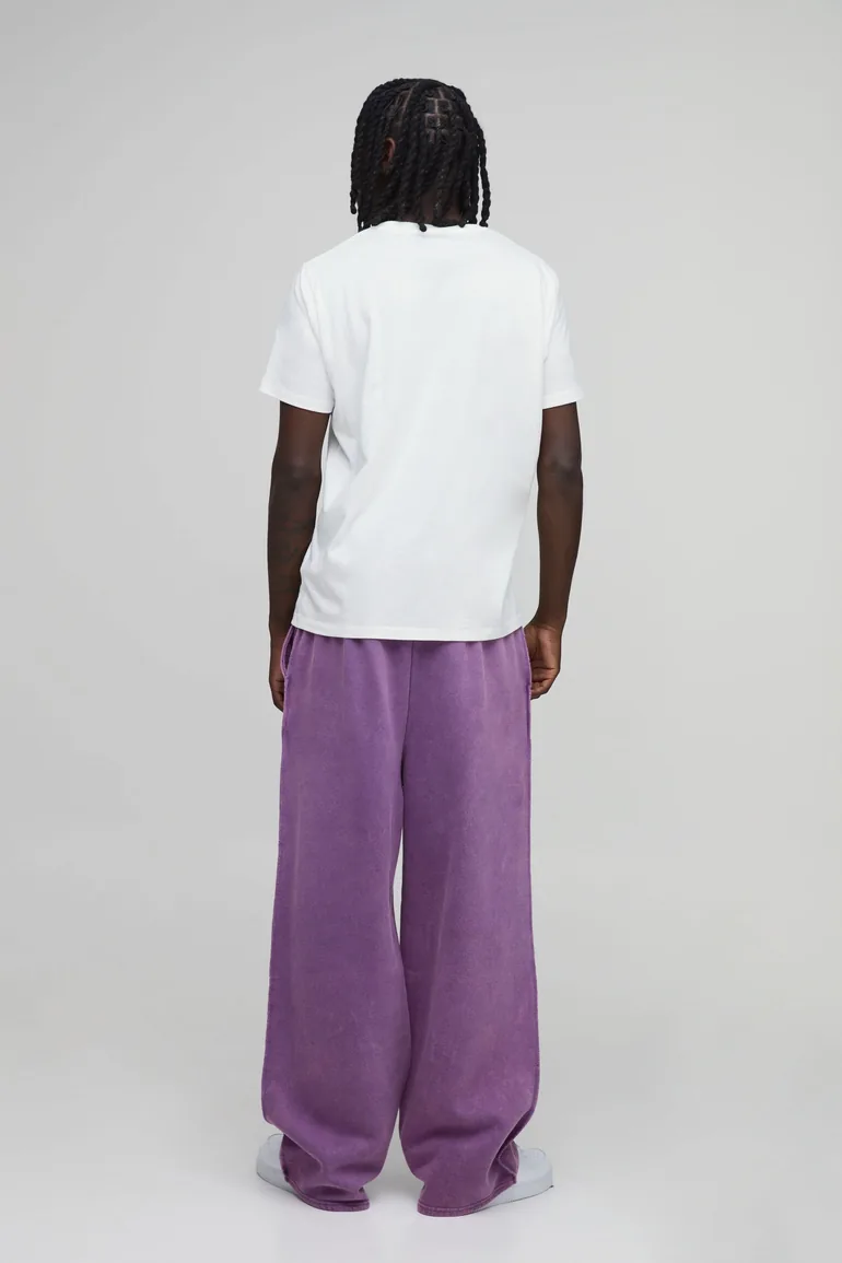 Wide Fit Exposed Seam Washed Jogger - purple - 2