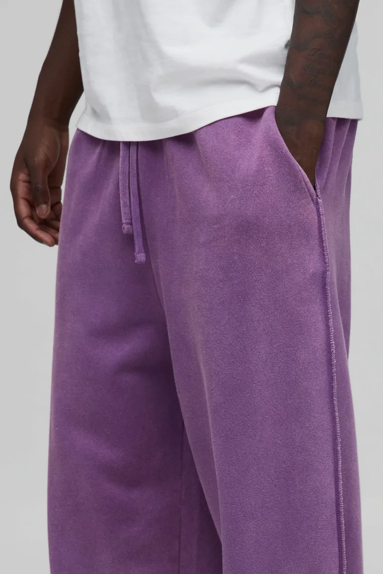 Wide Fit Exposed Seam Washed Jogger - purple - 3