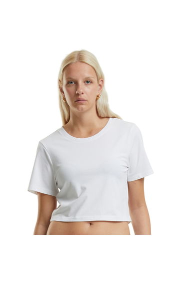 New Morning Studios Womens/Ladies Crop T-Shirt - White