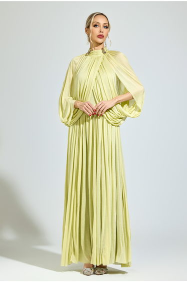 Habermas​ Green Pleated Sweater Dress