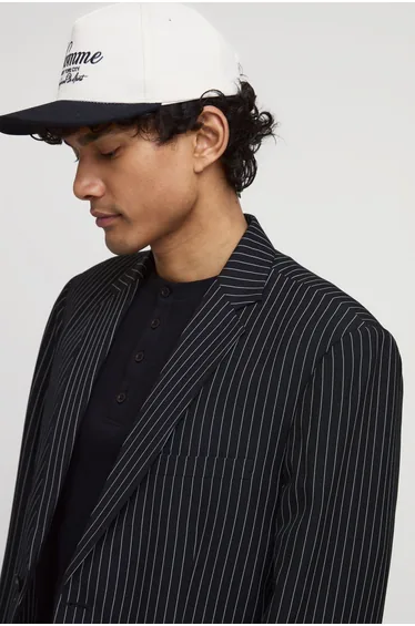 Pinstripe Oversized Blazer - black