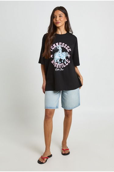 Tennessee Nashville Oversized T-Shirt - black