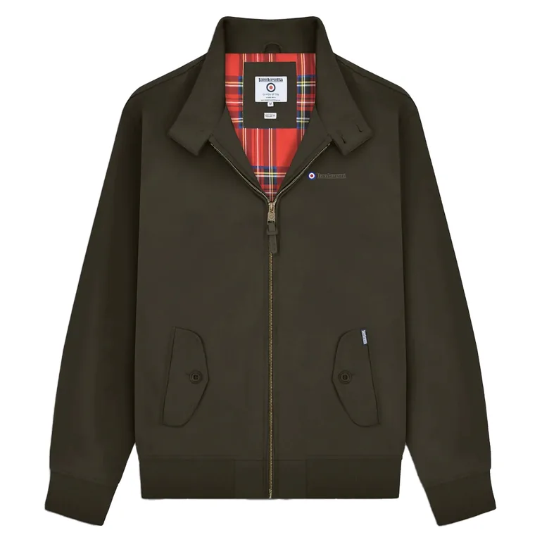 Lambretta Mens Shower Resistant Harrington Jacket - Khaki Brown