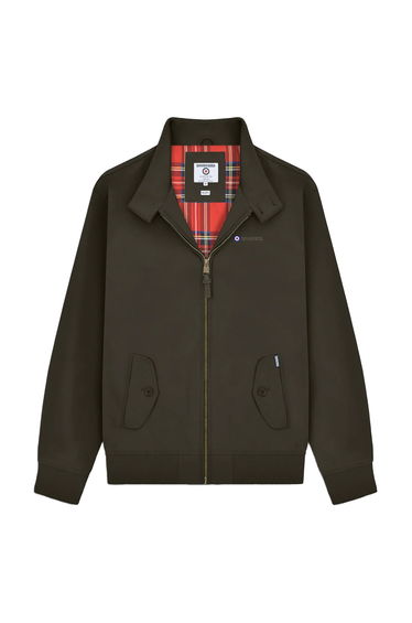 Lambretta Mens Shower Resistant Harrington Jacket - Khaki Brown